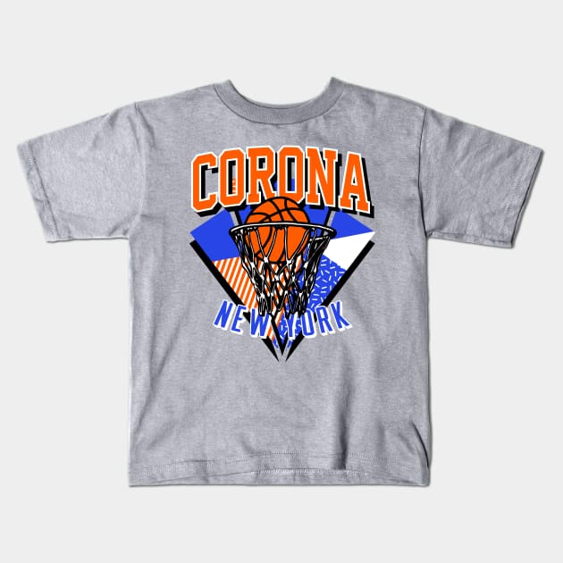 Corona New York Throwback Basketball Kids T-Shirt by funandgames